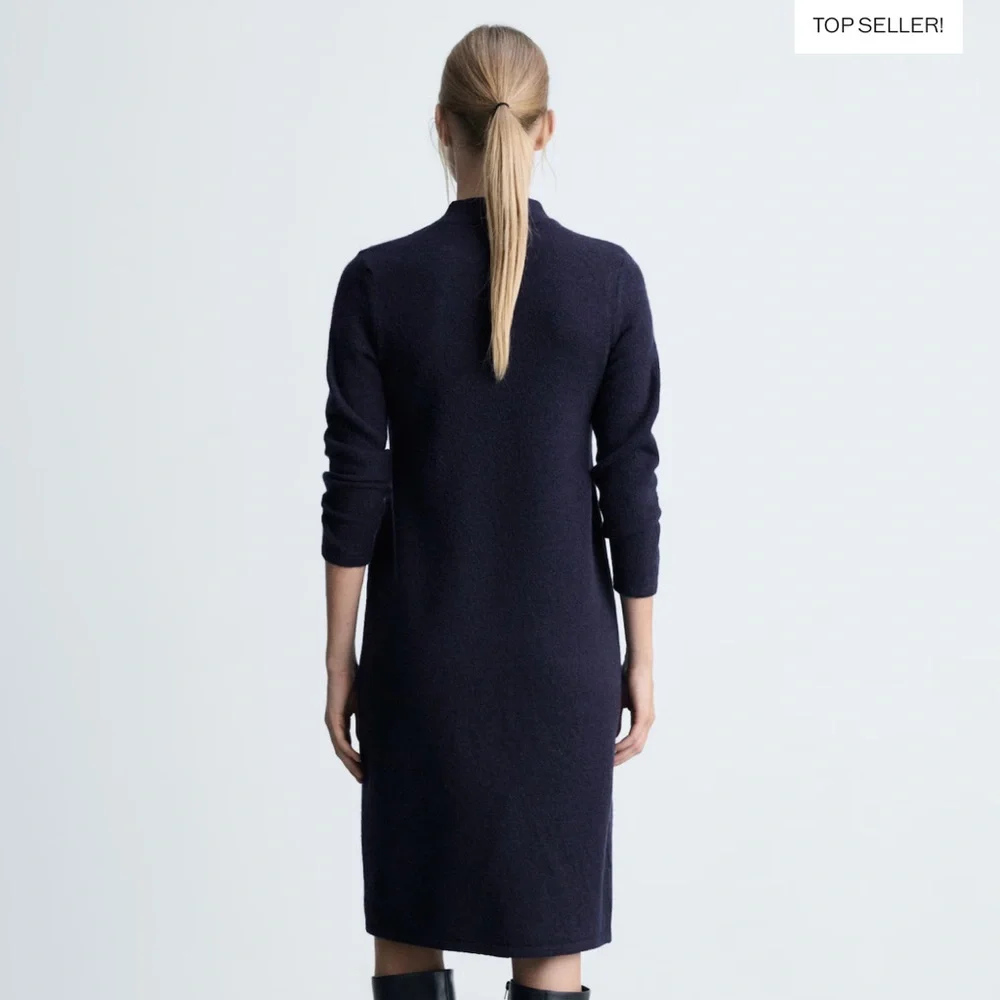 Mango MNG Dark Navy Knit Midi Dress‎ Size 2